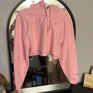Cropped Baby Pink Champion Hoodie SIZE SMALL